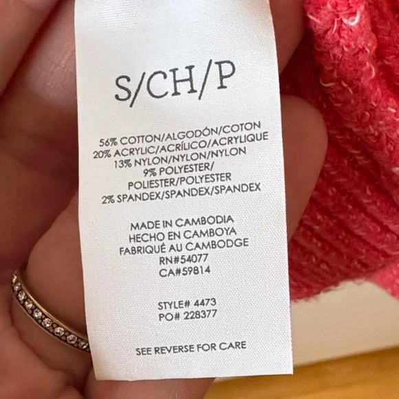 CAbi Pink Knit Hooded Sweater with Front Pocket Details. Style 4473 - Picture 6 of 7